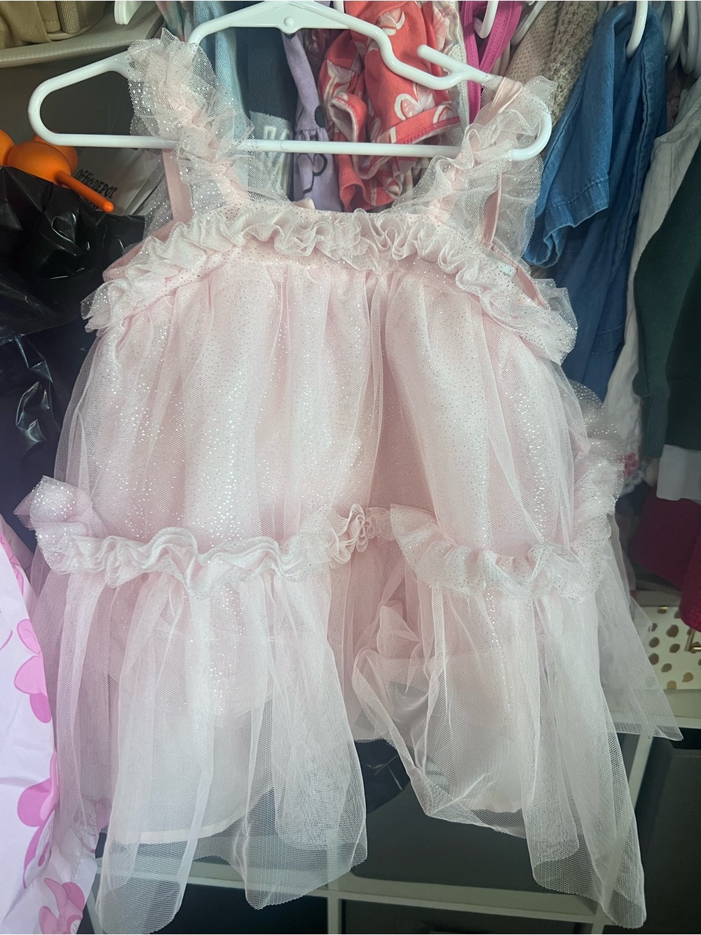 18 M Pink Sparkle Tulle Party Dress